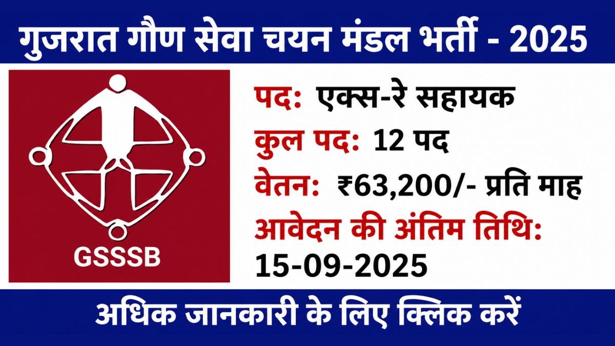 GSSSB X-Ray Assistant Recruitment 2025
