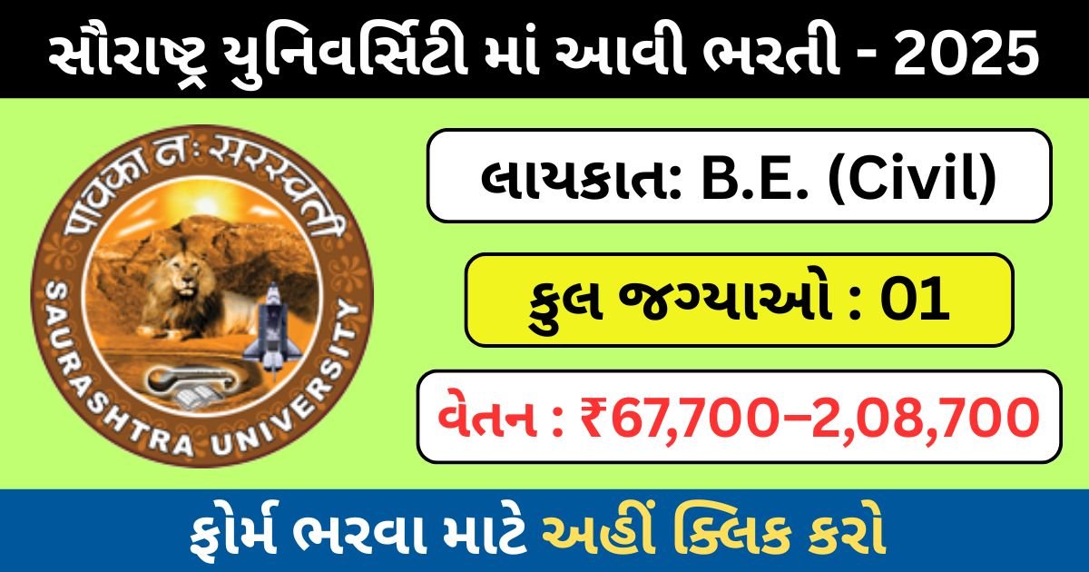 Saurashtra University Engineer Recruitment 2025