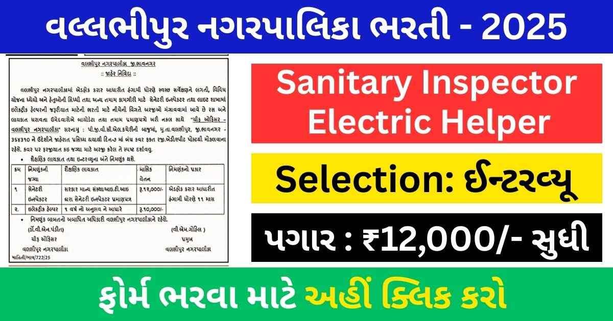 Vallabhipur Nagarpalika Recruitment 2025